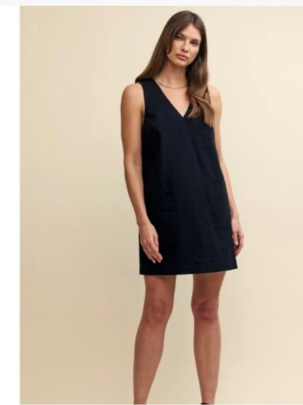 Nobody's Child Piper Pinny Mini Dress Black Size 2 Organic Cotton Linen Blend